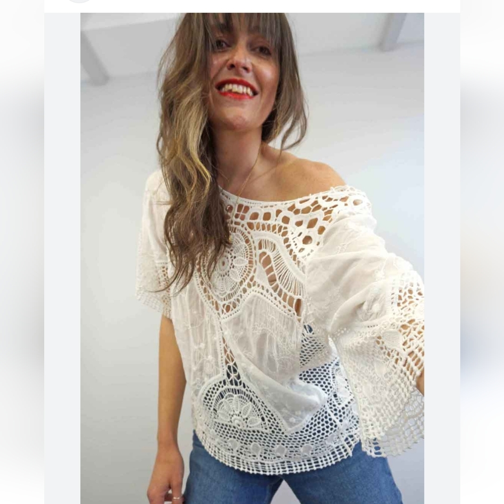 White lace top( freesize)(NWOT) - Picture 2 of 5
